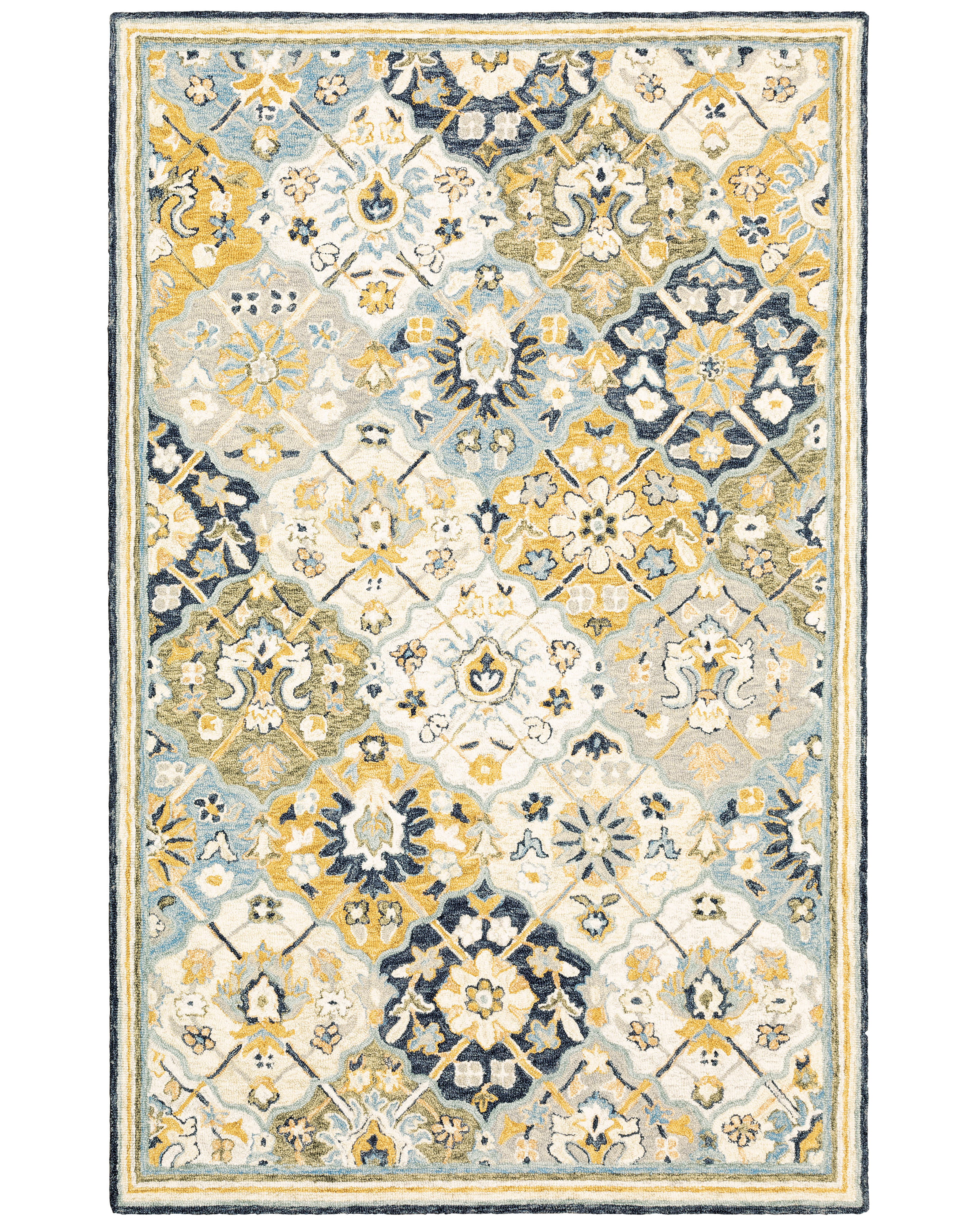 OW Alfresco 28406 Blue/Gold Area Rug | Carpet Exchange