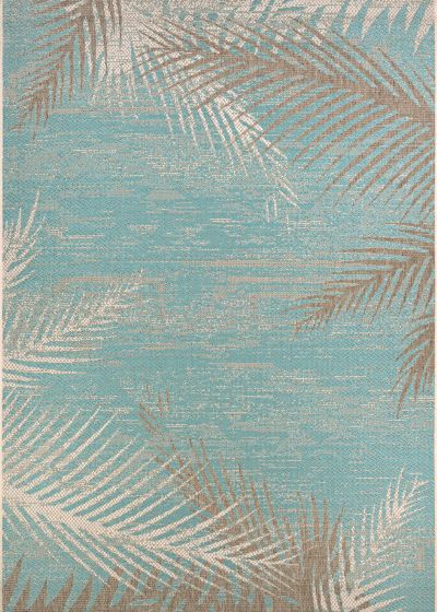 Monaco Tropical Palms Aqua Area Rug