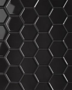 Le Cafe Black Glossy Porcelain 2"x2" Hexagon Mosaic Tile