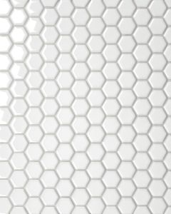Le Cafe White Glossy Porcelain 1"x1" Hexagon Mosaic Tile