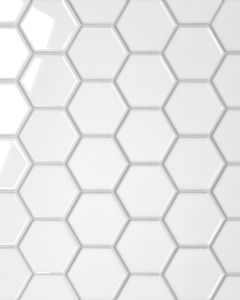 Le Cafe White Glossy Porcelain 2"x2" Hexagon Mosaic Tile