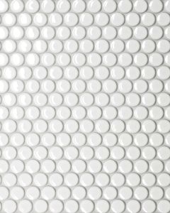 Le Cafe White Glossy Porcelain 3/4" Penny Round Mosaic Tile