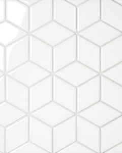 Le Cafe White Glossy Porcelain Diamond Mosaic Tile
