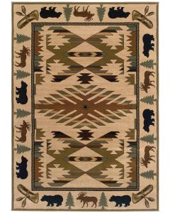 Hudson 1072a Ivory/Green Area Rug