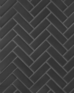 Le Cafe Black Matte Porcelain 1"x3" Herringbone Mosaic Tile