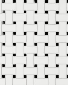 Le Cafe White/Black Matte Porcelain Basket Weave Mosaic Tile