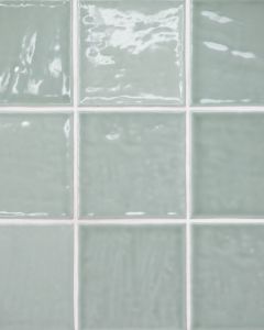 Marin Aloe Green Glossy Glazed Ceramic 4"x4" Wall Tile