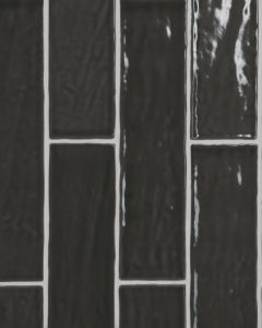 Marin Black Sea Glossy Glazed Ceramic 2.5"x10" Wall Tile