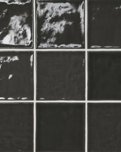 Marin Black Sea Glossy Glazed Ceramic 4"x4" Wall Tile