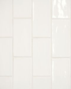Marin Pearl White Glossy Glazed Ceramic 2.5"x5" Wall Tile