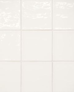 Marin Pearl White Glossy Glazed Ceramic 4"x4" Wall Tile