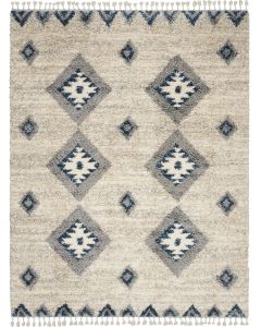 Oslo Shag OSL03 Ivory/Blue Area Rug