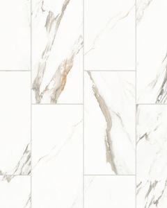 Prati Calacatta Borghini Warm Polished Glazed Porcelain 12"x24" Field TIle