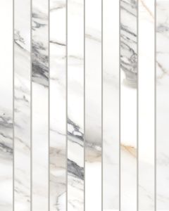 Prati Calacatta Borghini Warm Honed Glazed Porcelain 1"x12" Mosaic Tile