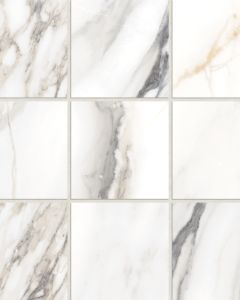 Prati Calacatta Borghini Warm Honed Glazed Porcelain 4"x4" Mosaic Tile