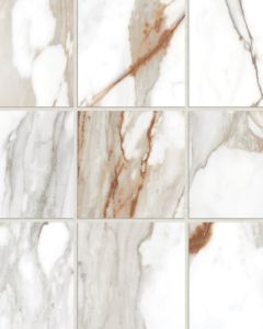 Prati Calacatta Macchia Vecchia Honed Glazed Porcelain 4"x4" Mosaic Tile