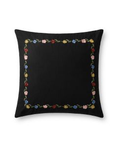 Curio Border PRP0064 Black/Multi 22" Pillow