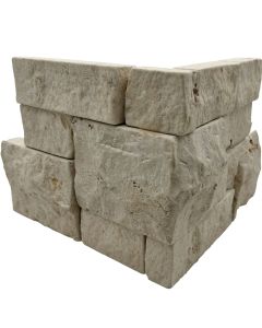 Tumbled Ledgers Mixed Beige and Grey Natural Stone 8"x18" Limestone Ledger Corner Tile