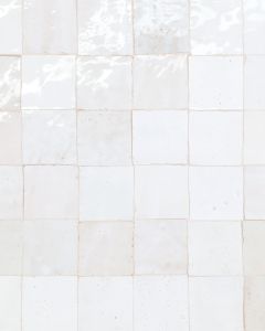 Zagora Neige Blanc Glossy Glazed Ceramic 2"x2" Mosaic Tile