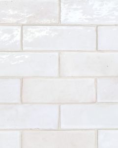 Zagora Neige Blanc Glossy Glazed Ceramic 2"x6" Field Tile