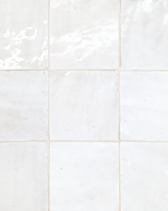 Zagora Neige Blanc Glossy Glazed Ceramic 4x4" Field Tile