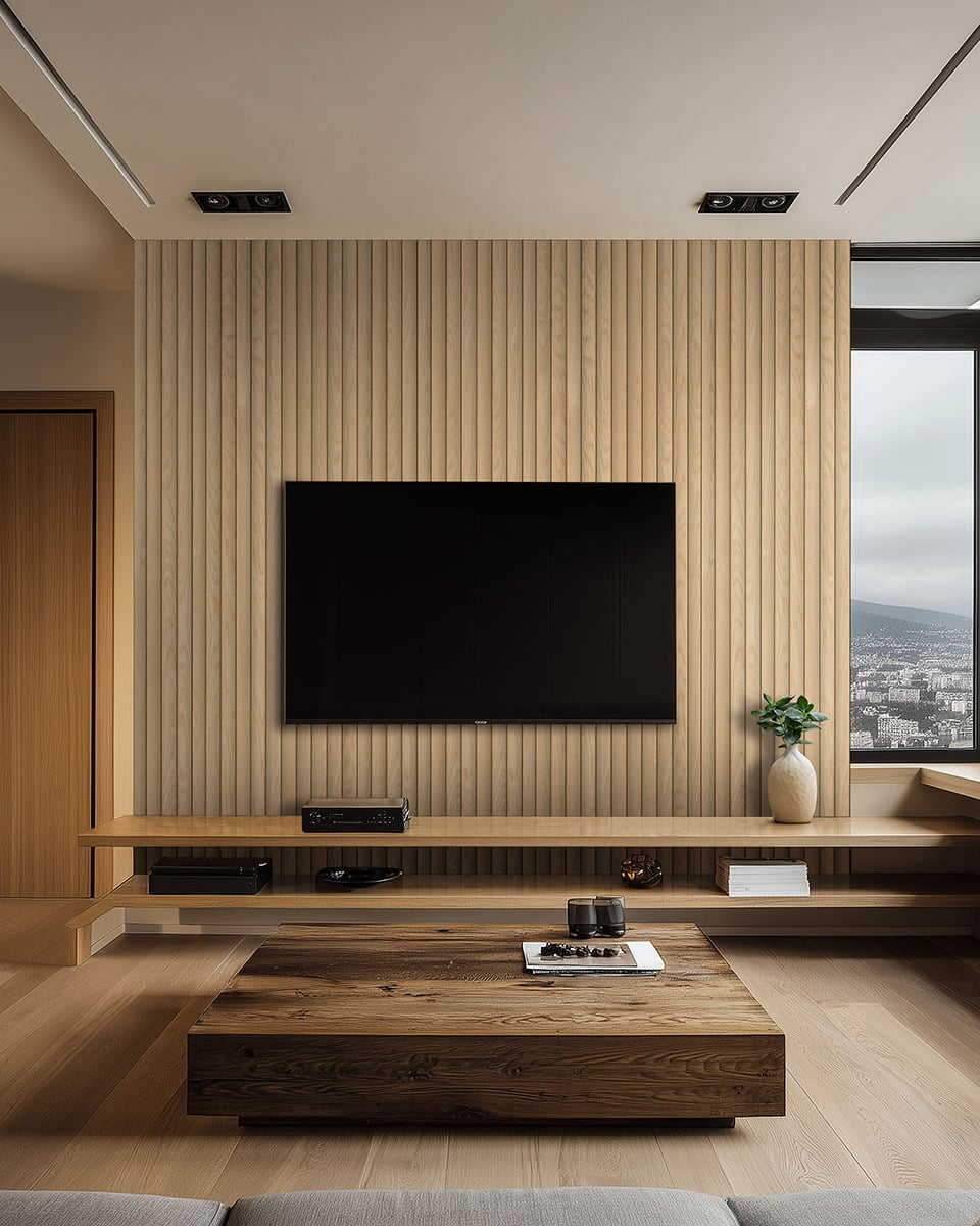 MSI Acoustic Reeded Wood Wall Panel Tawny | Carpet Exchange