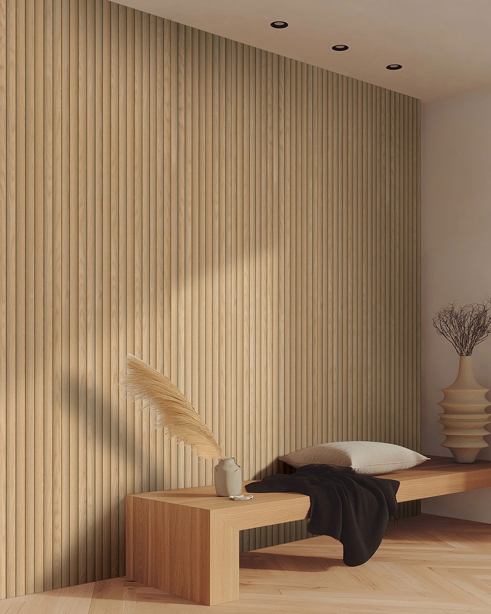 MSI Acoustic Reeded Wood Wall Panel Tawny | Carpet Exchange