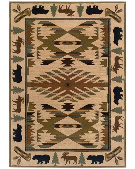 Hudson 1072a Ivory/Green Area Rug