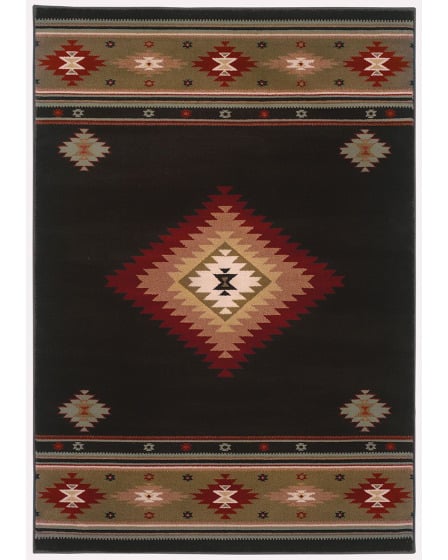 Hudson 87g Black/Green Area Rug
