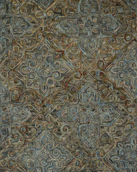 Victoria VK-21 Charcoal/Multi Area Rug