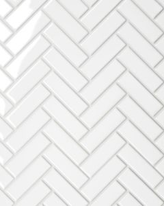 Le Cafe White Porcelain Herringbone Mosaic Tile 1"x3" Herringbone Mosaic Tile
