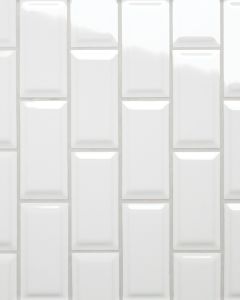 Le Cafe White Porcelain Off Set Mesh Mount Mosaic 2"x4" Tile