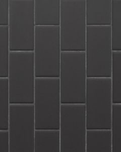 Le Cafe Black Porcelain Off Set Mesh Mount Mosaic 2"x4" Tile