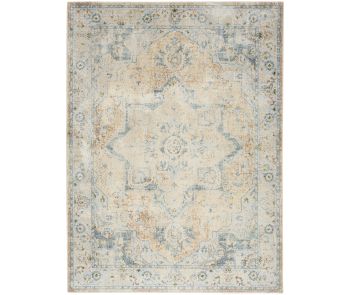 Astra Machine Washable ASW12 Beige Blue Rug