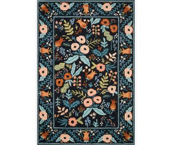Les Fleurs LES-01 Black Area Rug
