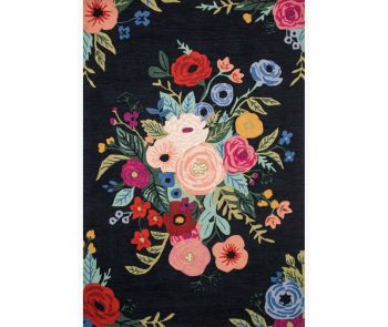 Les Fleurs LES-03 Black/Multi Area Rug