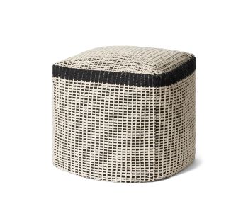 LPF0040 Black/Ivory 18"x18" Pouf Pillow