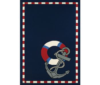Outdoor Escape Anchors Away Navy Area Rug