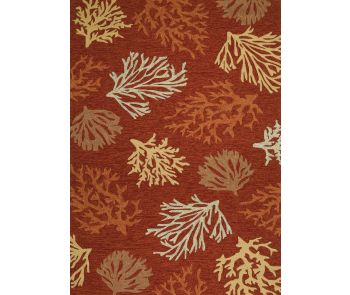 Outdoor Escape Sea Reef Terra Cotta Area Rug