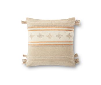 P0933 Beige/Orange 22"x22" Pillow