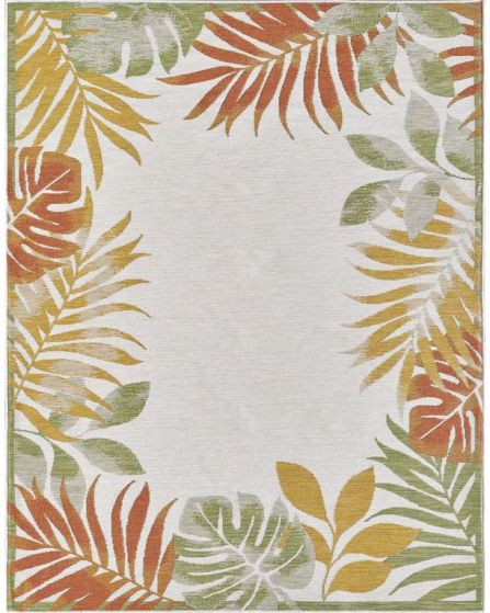 Dahlia 1403 Ivory/Rust Tropical Border Area Rug