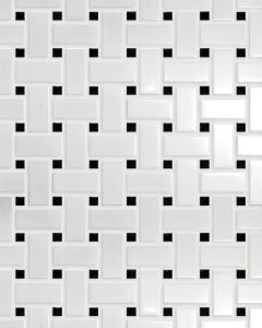 Circuit White w/black Basketweave Matte Tile