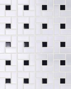 Circuit White w/black Pinwheel Matte Tile