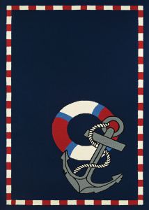 Outdoor Escape Anchors Away Navy Area Rug