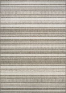 Recife Gazebo Stripe Champ/Taupe Area Rug