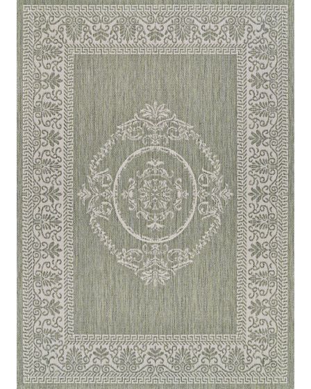 Recife Antique Medallion Sage Leaf/Ivory Rug