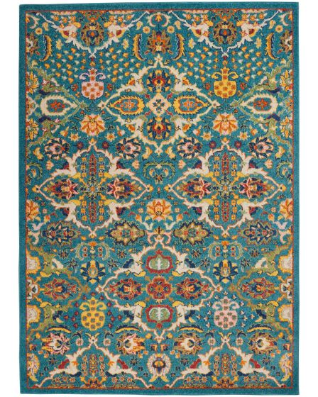 Allur ALR03 Turquoise Ivory Area Rug