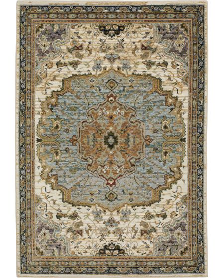 Andorra 2451b Ivory/Blue Area Rug