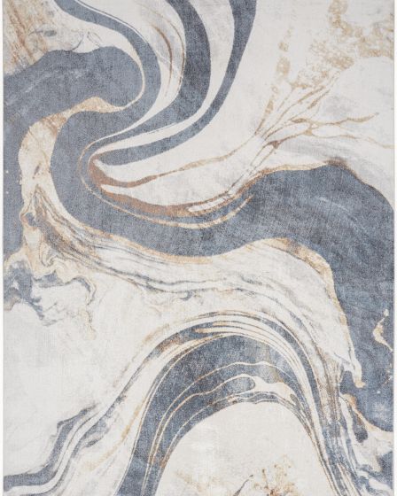 Astra Machine Washable ASW15 Ivory Blue Rug