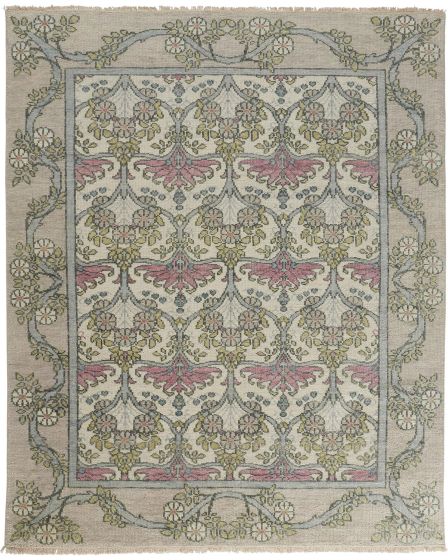 Beall 6714F Ivory/Pink/Green Rug